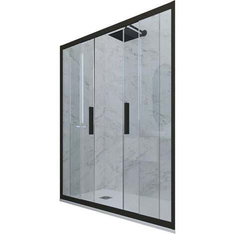 Puerta de ducha  cm corredera pvc Negro Mate Glam