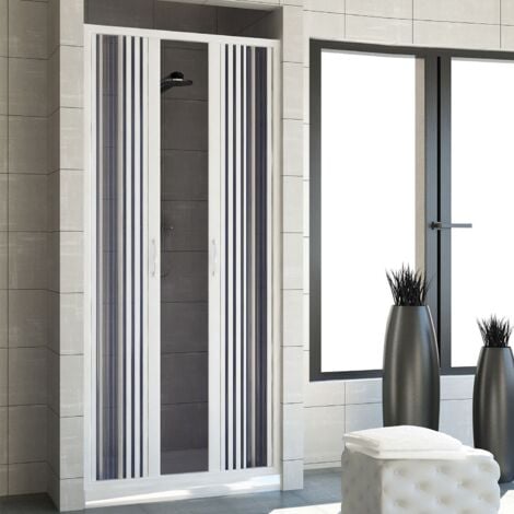 Puerta de ducha plegable frontal blanco de pvc apertura central