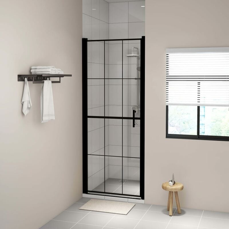 

Puerta de ducha de vidrio templado negro 81x195 cm