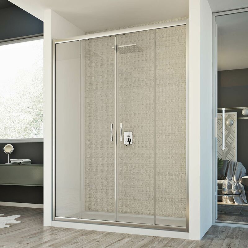 

Puerta de ducha deslizante vidrio transparente h 198 mod. Young 2 Hojas 140 cm