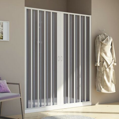 Puerta de ducha frontal pvc blanca de fuelle reducible ap. central reversible