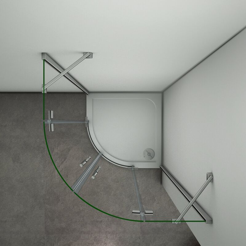 Puerta de ducha Semicircular Esquinal Mampara de Ducha Apertura de puerta Abatible Curvo Antical 88x88x195cm