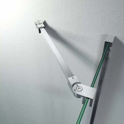 Puerta de ducha sin marco de acero inoxidable de 40 cm, panel fijo, barra de soporte de pared a vidrio para vidrio de 8 mm a 10 mm de espesor.