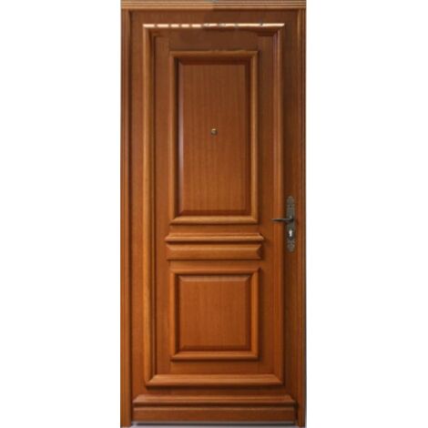 Puerta de entrada de madera maciza Tahi 1, H.215 x L.90 cm, lado del tablero izquierdo, GD MENUISERIES