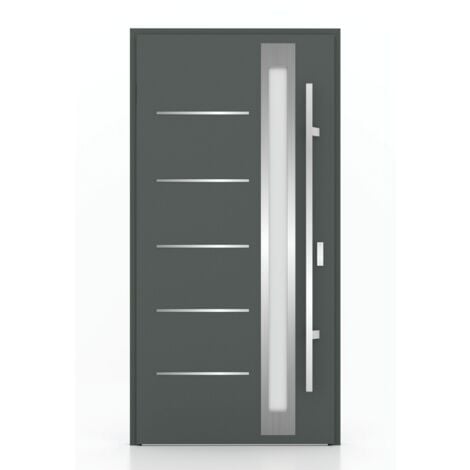 ECO-BLU Puerta de Entrada Valencia 980 mm x 2070 mm Apertura Derecha Color Gris Antracita