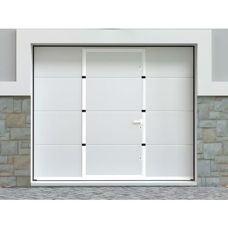 Puerta de garaje seccional con portón central blanco motorizada - LAVEGA - Venta-unica - Blanco