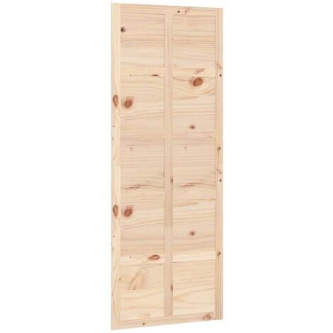 Puerta de granero madera maciza pino 80x1,8x214 cm   - Marrón