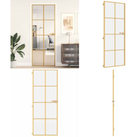 Puerta de interior dorada vidrio templado y aluminio 76x201,5cm - Puerta interior de vidrio templado - Puerta interior moderna