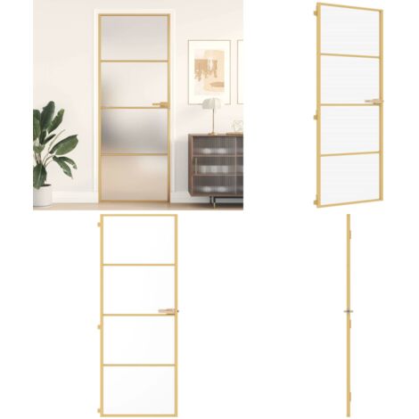 Puerta de interior dorada vidrio templado y aluminio 76x201,5cm - Vidrio templado - Aluminio