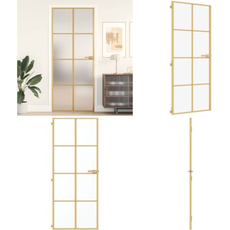 Puerta de interior dorada vidrio templado y aluminio 83x201,5cm - Puerta de vidrio templado - Puerta interior moderna