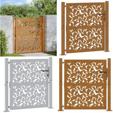 Puerta de jardín 100x100 cm de acero corten con diseño de hojas - Puerta de acero corten - Puerta de seguridad