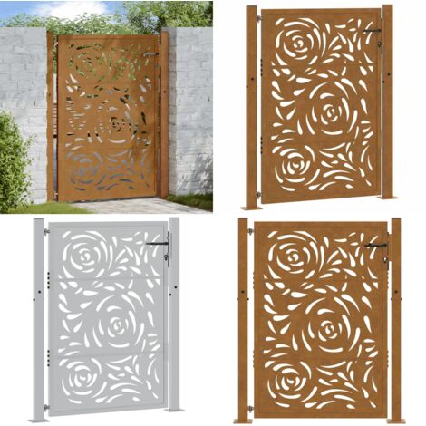 Puerta de jardín 100x125 cm de acero corten con diseño de llamas - Acero corten - Puerta de seguridad