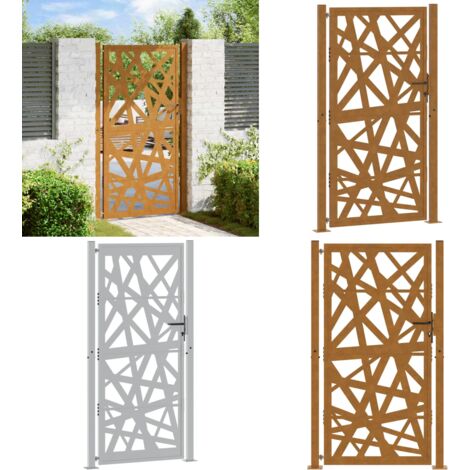 Puerta de jardín 100x200 cm acero corten diseño ligero - Acero corten - Puerta de seguridad