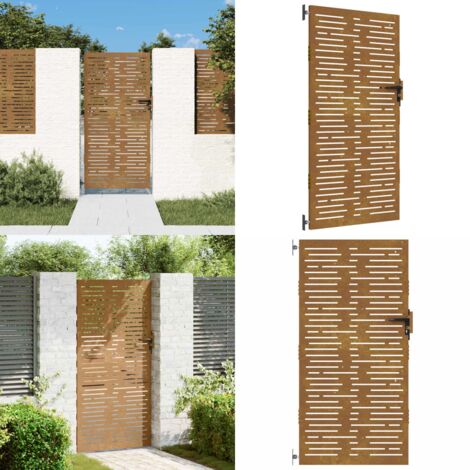 Puerta de jardín acero corten diseño cuadrado 85x175 cm - Acero corten - Puerta metálica