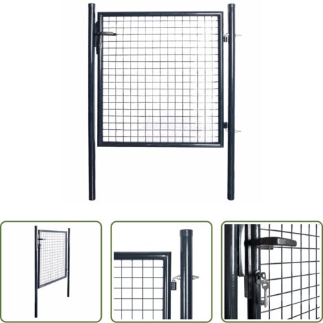 Puerta de jardín acero galvanizado -  Puerta de jardín de malla acero galvanizado 100x100 cm gris