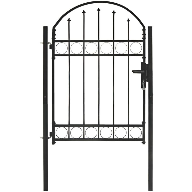 

Puerta de jardín con arco superior 100x125 cm acero negro