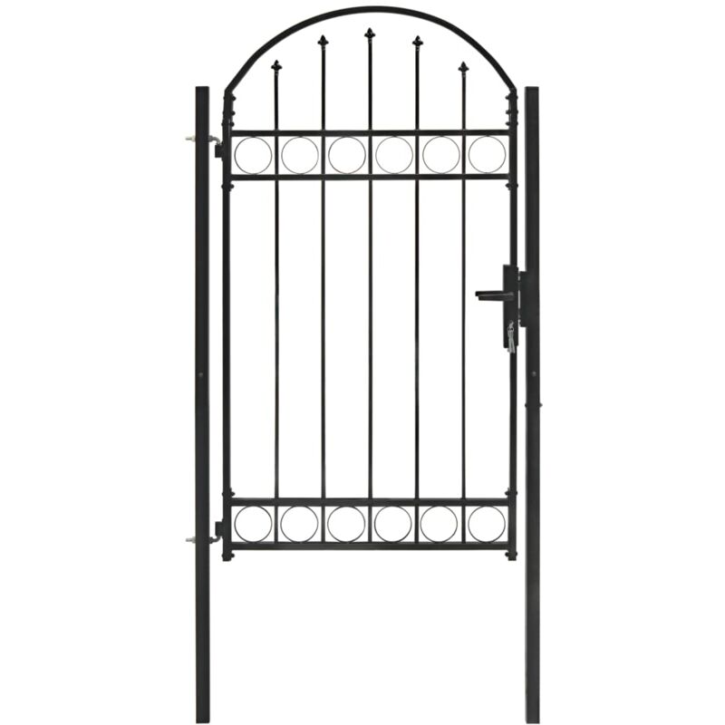 

Puerta de jardín con arco superior 100x175 cm acero negro - Negro - Vidaxl