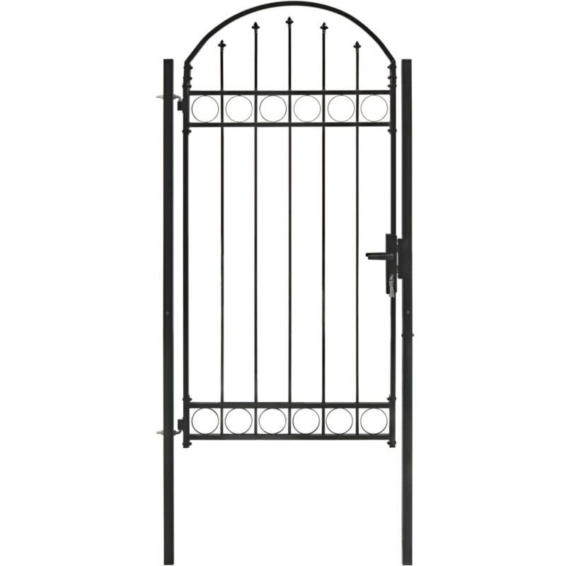 

Puerta de jardín con arco superior 100x250 cm acero negro - Negro - Vidaxl