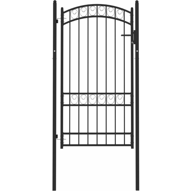 

Puerta de jardín con arco superior acero negro 100x175 cm