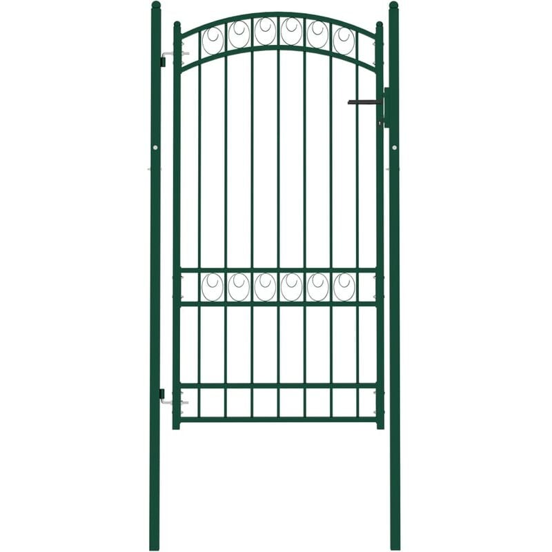 

Puerta de jardín con arco superior acero verde 100x175 cm