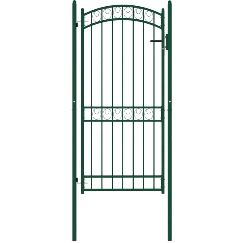 

Puerta de jardín con arco superior acero verde 100x200 cm