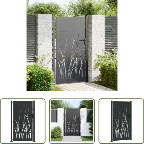 Puerta de jardín con candado -  Puerta de jardín con cerradura Negro 110 x 180 cm