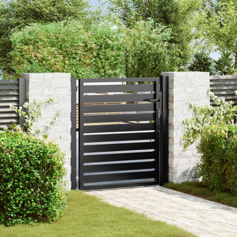 Puerta de jardín con cerradura de aluminio negra 100x100 cm