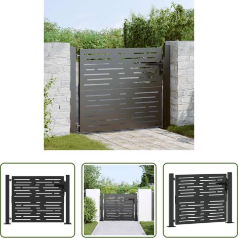Puerta de jardín con cerradura -  Puerta de jardín con cerradura Negro 110 x 105 cm
