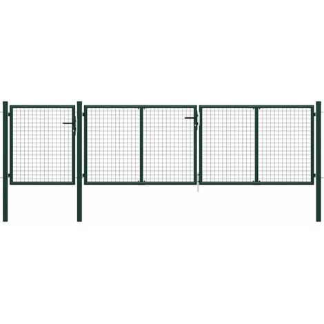 Puerta de jardín de acero 400 x 100 cm verde
