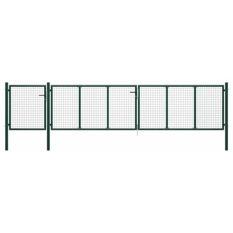 Puerta de jardín de acero 500 x 100 cm verde