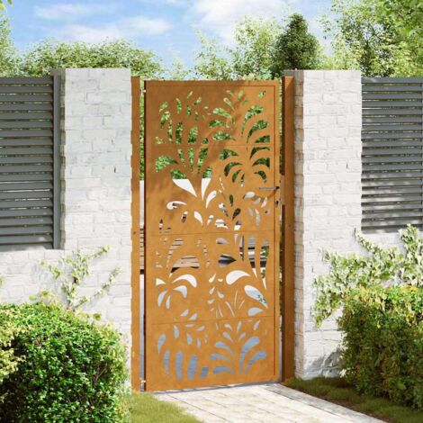 Puerta de jardín de acero desgastado diseño ondulado 105x180 cm