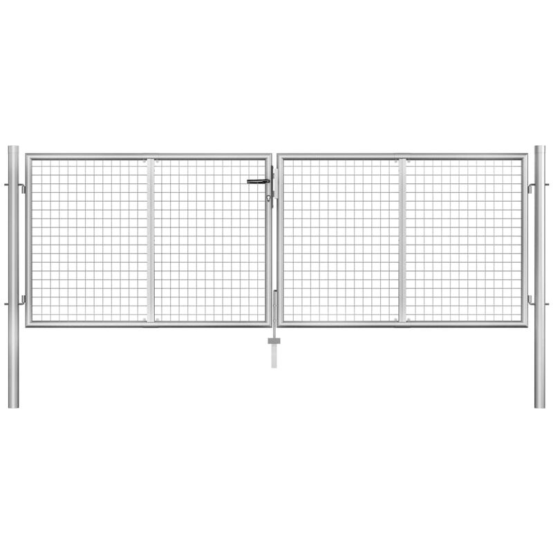 

Puerta de jardín de acero galvanizado plateado 306x125 cm