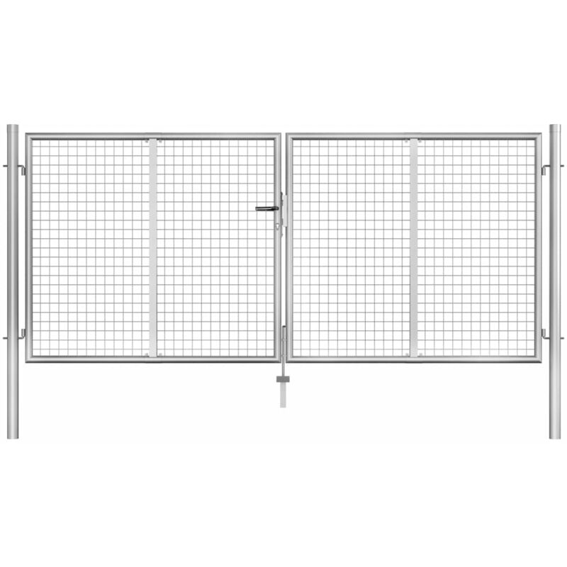 

Puerta de jardín de acero galvanizado plateado 306x175 cm - Plateado - Vidaxl