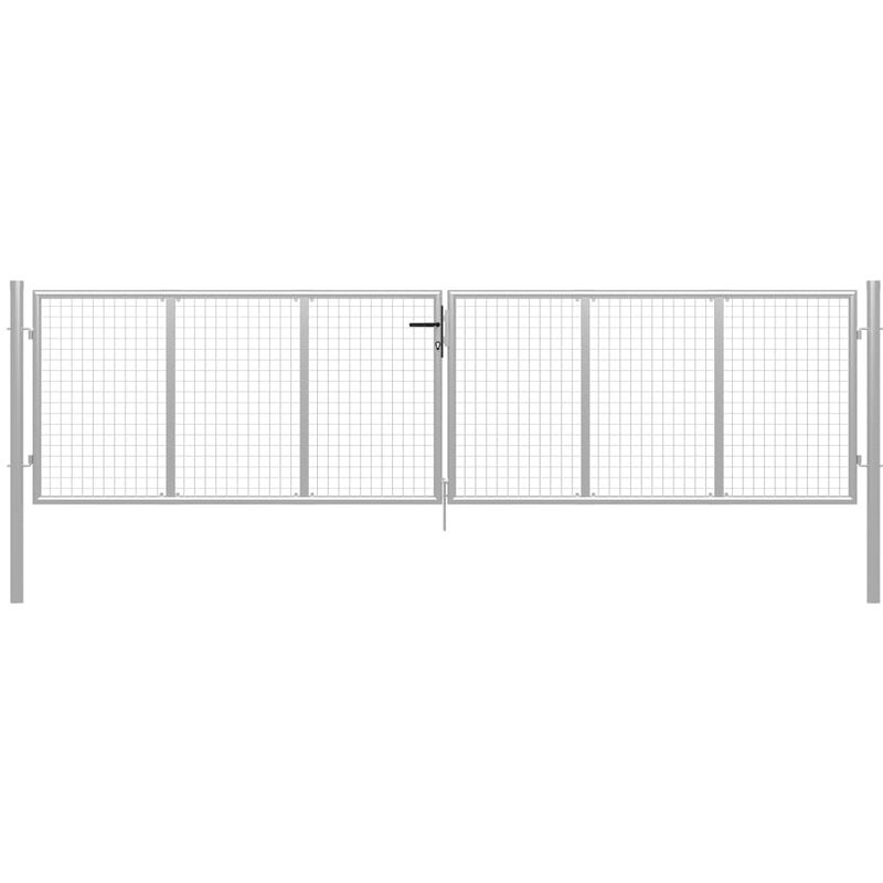 

Puerta de jardín de acero galvanizado plateado 415x150 cm - Plateado - Vidaxl