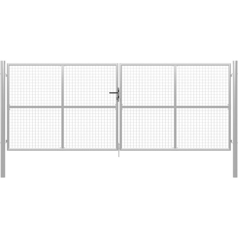 

BHD - Puerta de jardín de acero galvanizado plateado 415x200 cm