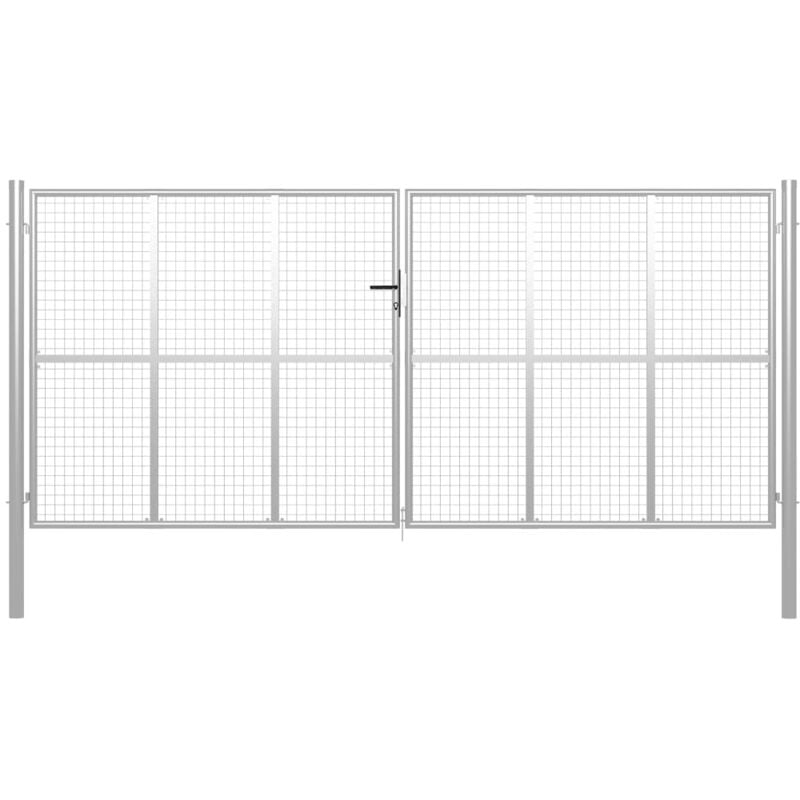 

Puerta de jardín de acero galvanizado plateado 415x225 cm - Plateado - Vidaxl