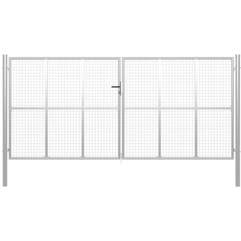 Puerta de jardín de acero galvanizado plateado 415x225 cm