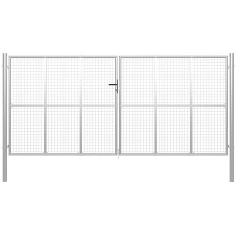 MAISONCHIC Puerta de jardín de acero galvanizado plateado 415x175 cm vidaXL - Plateado