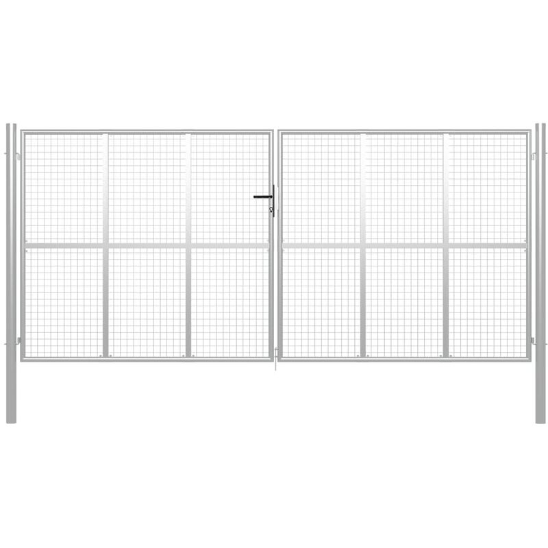 

BHD - Puerta de jardín de acero galvanizado plateado 415x250 cm