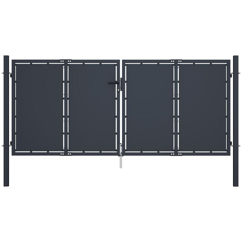 

Puerta de jardín de acero gris antracita 300x125 cm