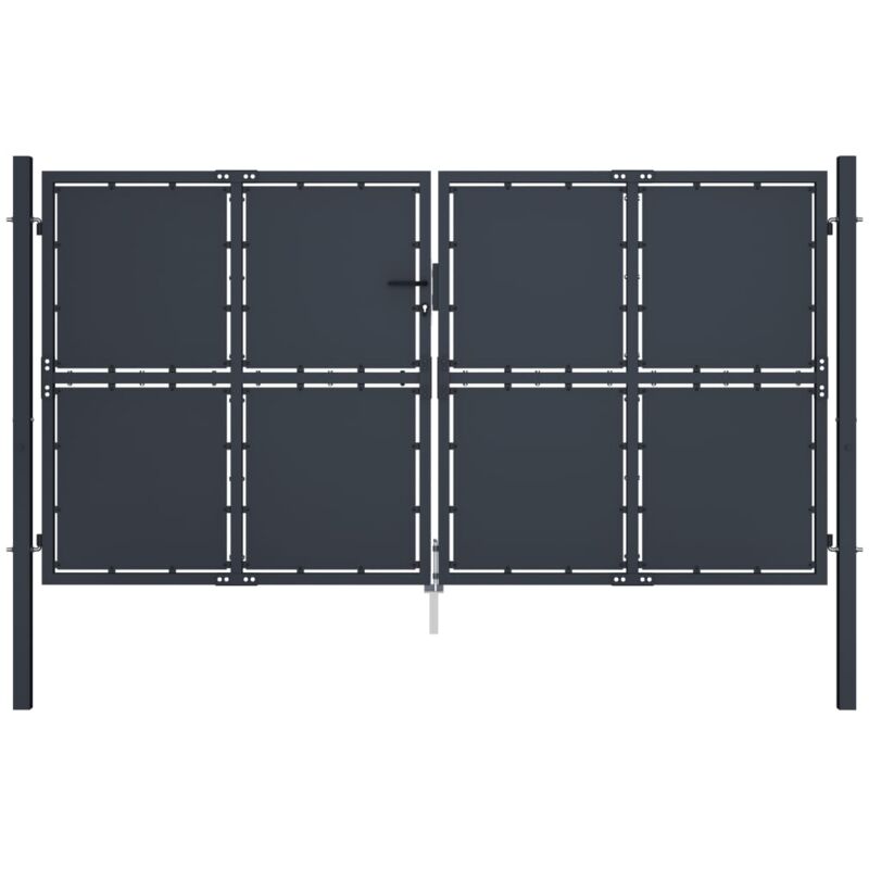 

Puerta de jardín de acero gris antracita 300x125 cm - Antracita - Vidaxl