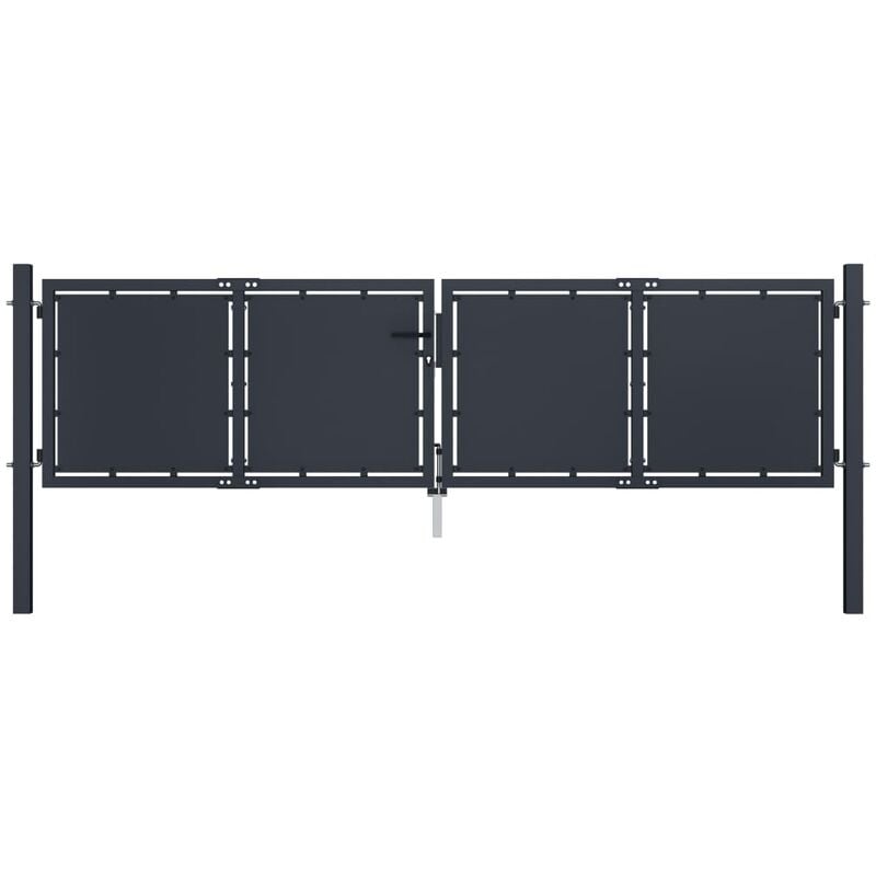 

Puerta de jardín de acero gris antracita 300x75 cm