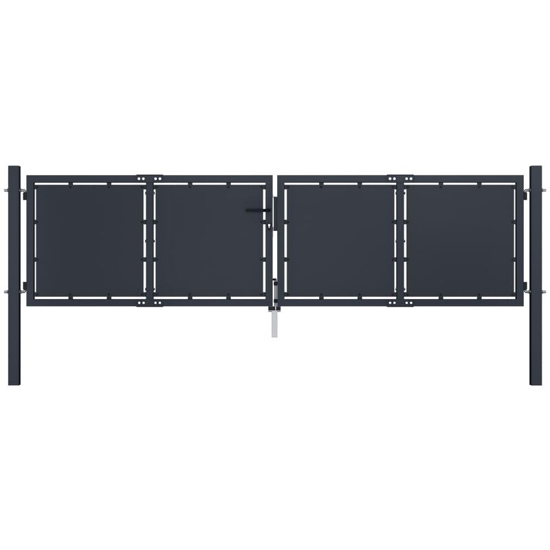 

Puerta de jardín de acero gris antracita 300x75 cm - Antracita - Vidaxl