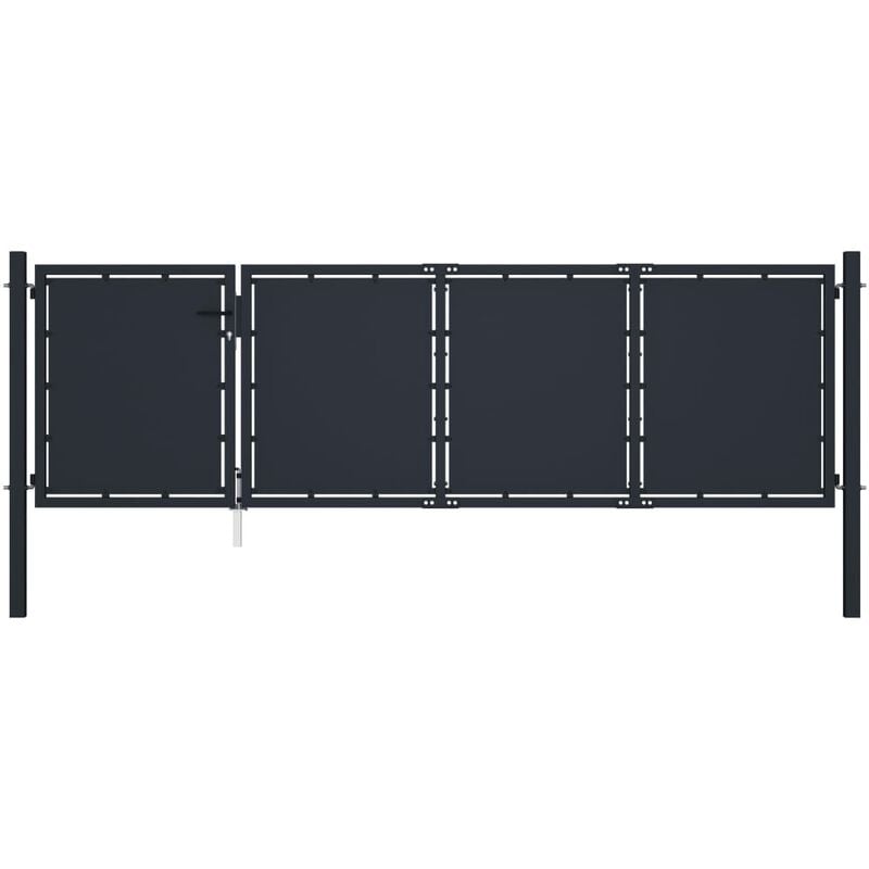 

Puerta de jardín de acero gris antracita 350x100 cm