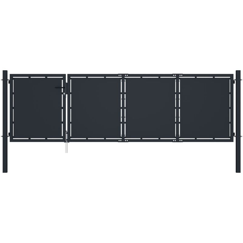 

Puerta de jardín de acero gris antracita 350x100 cm - Antracita - Vidaxl