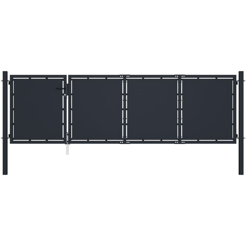 

Puerta de jardín de acero gris antracita 350x75 cm - Antracita - Vidaxl