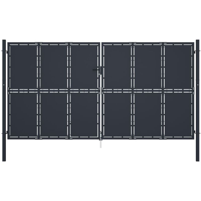 

vidaXL Puerta de jardín de acero gris antracita 400x200 cm - Antracita