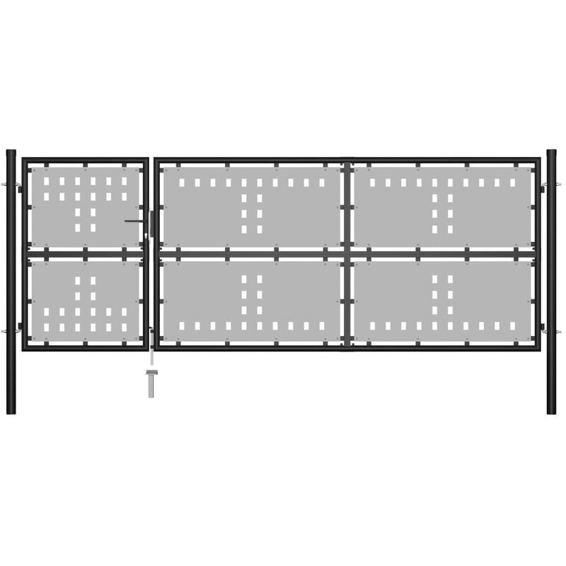 

Puerta de jardín de acero negro 350x125 cm