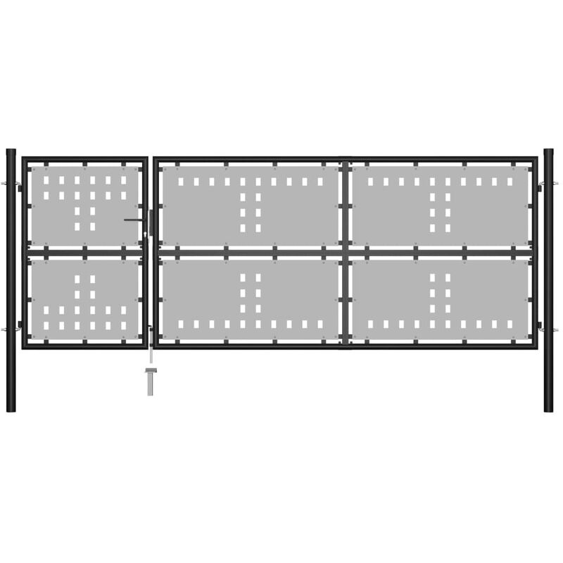 

Puerta de jardín de acero negro 350x125 cm - Negro - Vidaxl