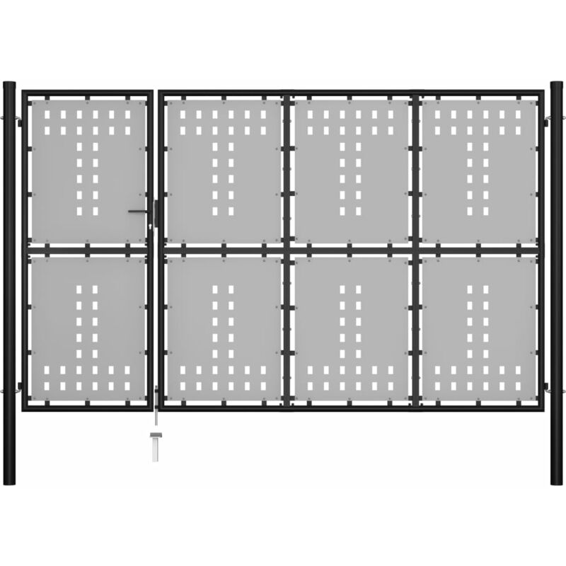 

vidaXL Puerta de jardín de acero negro 350x150 cm - Negro